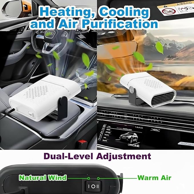 Car Heater, 12V 150W Portable Car Heater Plug in Cigarette Lighter Fast Heating Defrost Defogger