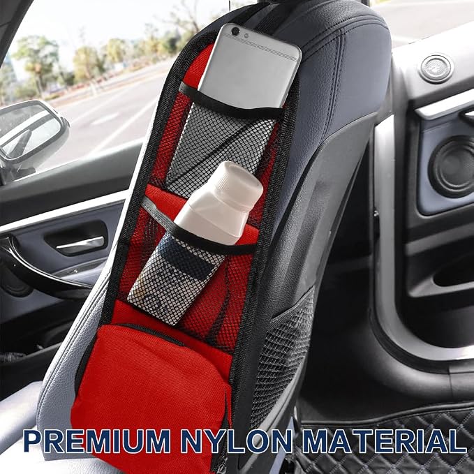 2PS Car Seat Side Organizer, Auto Seat Storage Hanging Bag, Multifunctional Vehicle Mesh Pocket Hold, Car Accessories Car Organizer Can Hold Phone, Wallet, Glasses for Most Cars