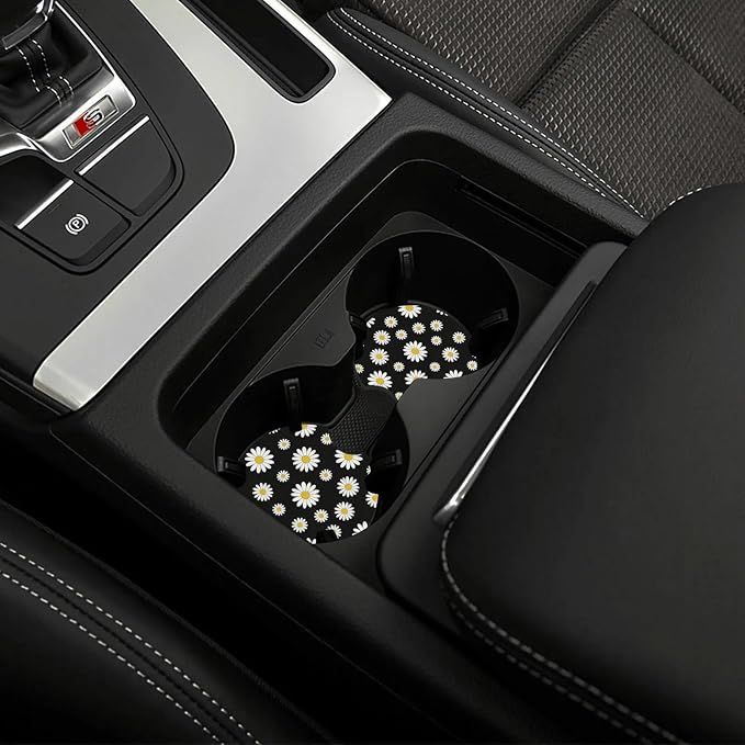Daisy Steering Wheel Cover Universal 14.5-15 Inch Non-Slip Daisy Car Accessories for Women Men