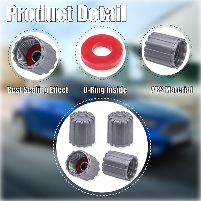 15PCS TPMS Tire Valve Stem Caps, Plastic Wheel Tire Valve Stem, with O-Ring Rubber Seal, Universal Tire Valve Stem Covers for Cars, SUV, Trucks, Bikes, Motorcycles, Bicycles(Gray)