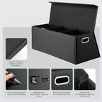Car Trunk Organizer for SUV and Sedan, Trapezoidal-Black, 29.5 in | Tailored for Rear Seats, Extra Large, Leather Storage Box, Magnetic Lid, Collapsible & Adjustable, Water‑Resist & Dust‑Proof