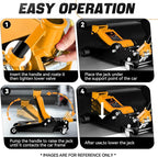 4 Ton Low Profile Floor Jack, Heavy Duty Steel Hydraulic Car Jack with Dual Pistons Quick Lift Pump, Hydraulic Racing Floor Jack, Lifting Range 4.5" to 20", Orange