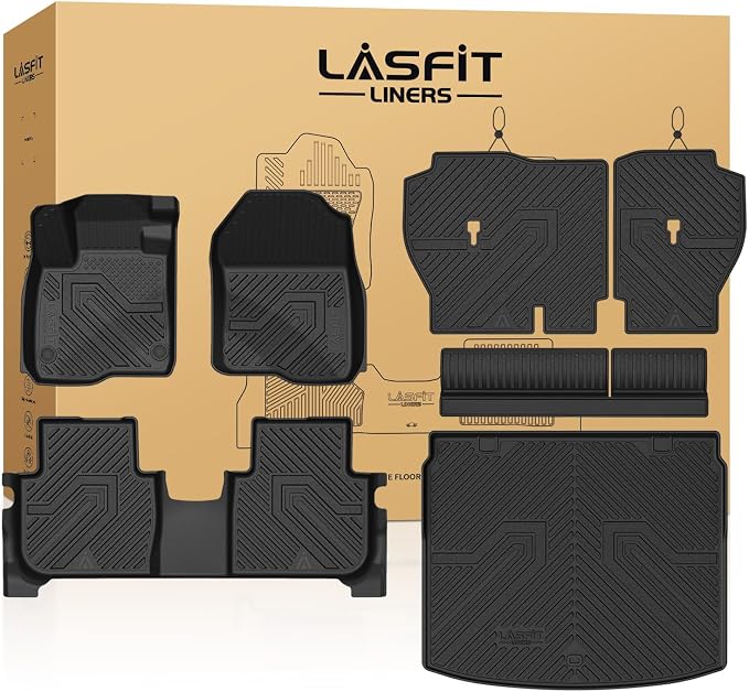 Full Set Floor Mats for Honda CR-V 2026 2025 2024 2023 (Gasoline & Hybrid & e:FCEV), All Weather TPE Custom Fit Floor Liners 1st & 2nd Row & Seat Back Mat & Cargo Mat (Upper Position)