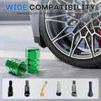 Car Tire Valve Stem Caps, 12pcs Air Caps Cover, Universal for Cars, SUVs, Bike, Trucks and Motorcycles-Green
