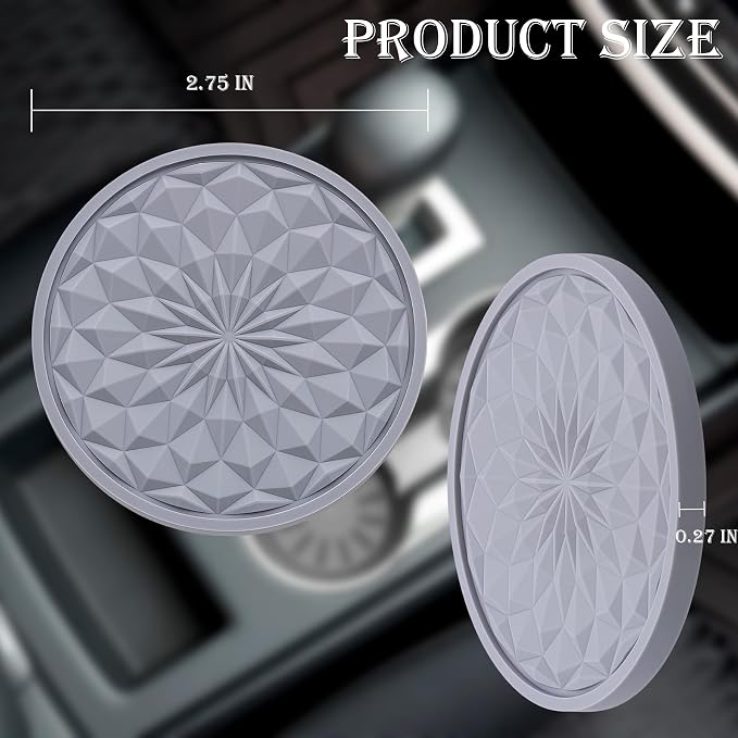 4 Pack Silicone Car Cup Holder Coaster – 2.75 Inch Non-Slip Drink Mat, Universal Fit for Most Vehicles – Cute & Functional Auto Accessories (Gray)