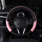 Auto Car Leather Steering Wheel Cover Anti Slip Wrap 15" (Pink)