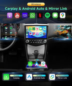 4G+128G Car Radio for Honda Accord 7th 2003-2007 Stereo 10.1 inch in-Cell Screen Full Touchscreen Wireless CarPlay/Android Auto Android 15 Bluetooth DSP FM/RDS GPS WiFi SWC AHD Backup Camera