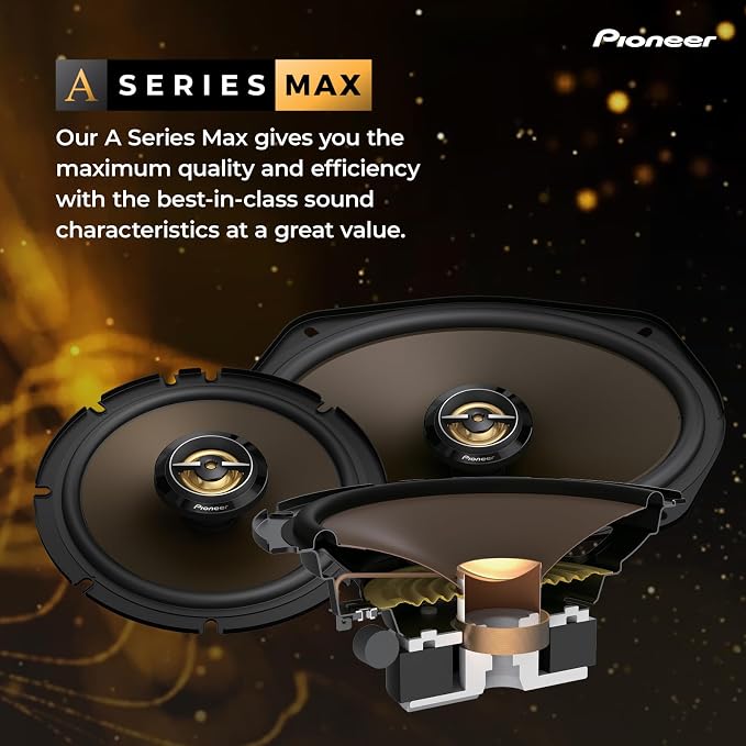 A-Series MAX TS-A683FH 6” x 8' 2-Way Speakers (Pair) – 370W Max, Balanced Sound + Smooth Treble, Enhanced Bass, Great Stock Replacement