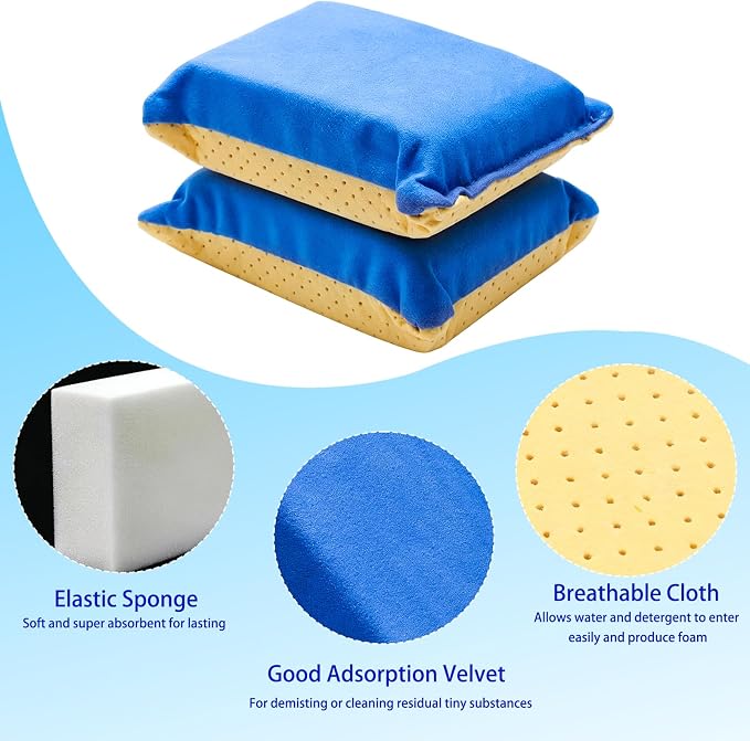 Car Window Defogger Sponge, 2-Pack | Absorbent, Reusable, Non-Scratch Cleaning, For Auto Glass Fog and Steam Removal