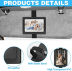 Leather Car Visor Picture Holder Photo Clip Fits 5-Inch Car Picture Frame Displays Your Photographs Sun Visor Car Photo Holder Black Both Horizontally And Vertically, Photo Car Visor Clip for Vehicle