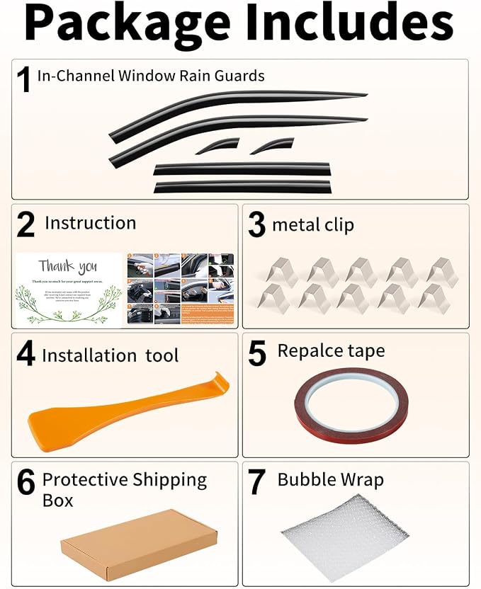 6 pcs-Low Profile Window Rain Guards Fit for Toyota RAV4 2019-2025 Window Visor Extra Durable Tape-On Window Deflectors RAV 4 Vent Visors Vent Shades Rain Guards Exterior Car Accessories