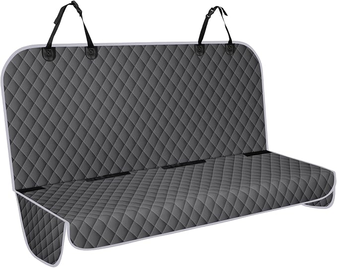 Backseat Cover for Dogs, Waterproof and Non-Slip Pet Bench Seat Covers, Car Seat Protector for Back Seat, Universal Size Rear Car Seat Cover Fits Cars, Trucks and SUVs, M-Charcoal Grey&Grey
