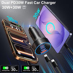 USB-C Car Charger, 2 Pack 4-Port 98W Car Charger USB C Fast Charger,3 USB-C & USB-A Car Cigarette Lighter USB Charger Fast Charging for iPhone 17/16/15/14 Series,iPad Pro,Galaxy S26/S25 Ultra,Pixel