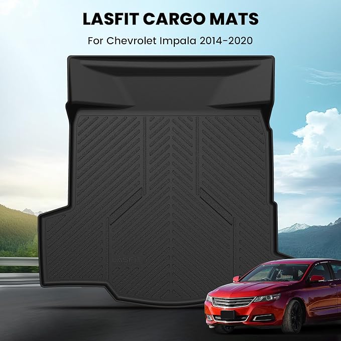 Trunk Mat for Chevrolet Chevy Impala 2014-2020 (Not Fit Equipped with The Auto Stop/Start System), All Weather TPE Custom Fit Cargo Mat Trunk Liner for Chevy Impala Accessories, Black