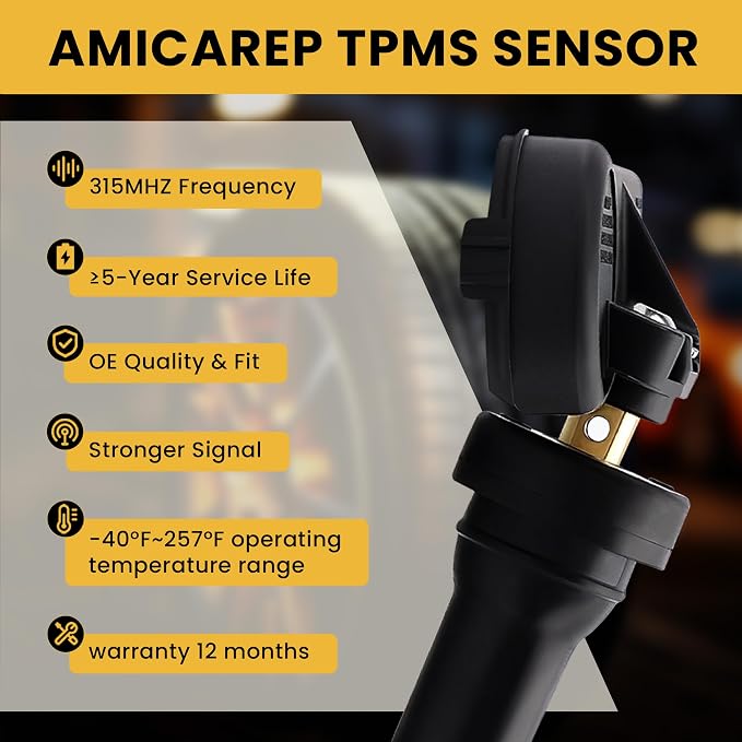 TPMS Tire Pressure Sensors 315MHz TPMS Sensor Fit for Ford 2006-2008 F-150 Fusion Escape Lincoln 2007-2010 MKZ Town Car Replaces # 6F2Z1A189A 6F2A1A176AE 6F2T1A150AE 7L1Z1A189A（4PCS）