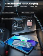 【Upgraded】 Retractable Car Charger 4 in 1, Fast Car Phone Charger with Cord 2.6ft, USB C Car Charger Adapter, Compatible with iPhone 17/16/15/15 Pro Max/14/13/12/11, Galaxy, Pixel