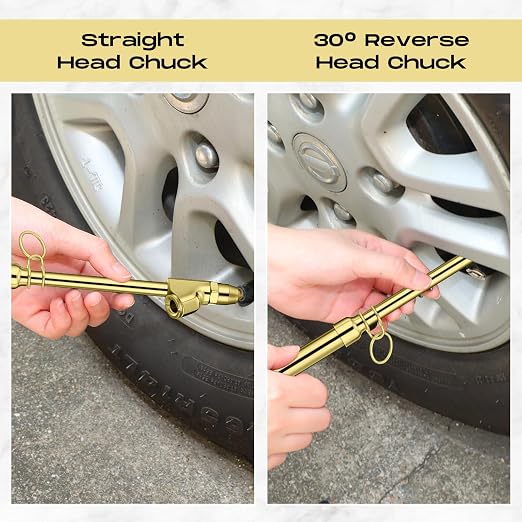 10 Pack Tire Pressure Gauge Heavy Duty Air Pressure Tire Gauge Dual Head Semi Truck Tire Pressure Gauge Range 10-150 PSI, Extended Tube Tire Gauge Suitable for Semi Truck, and Bus (Gold)
