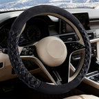 Black Diamond Patterned Plush Steering Wheel Cover, for Universal Auto Steering Wheel 14.5-15 in, Short Fluffy, Anti-Slip, Soft Plush, Comforting and Luxurious, Odorless, Soft Texture
