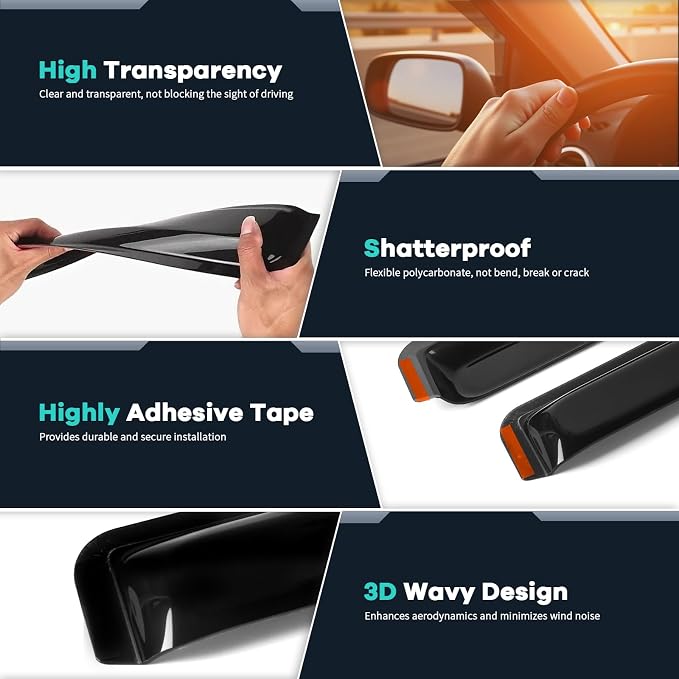4PCS in Channel Rain Guards Fit for 2022 2023 2024 2025 2026 Toyota Tundra Crew Max, Durable Side Wind Deflectors, Vent Window Visors Shades Shield