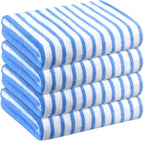 Microfiber Beach Towels, 4 Pack, 30" x 60", Cabana Stripe, Soft, Absorbent, Quick Dry Large Bath Towel Set for Adult, Travel, Summer Pool Party, Sport, Swimming, Yoga, Camping, StripeBlue