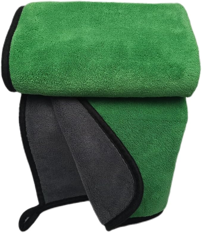 Ultrasoft, Large, Thick and Quick Drying Car Microfiber Cleaning Towel 800GSM Polishing Waxing Auto Detailing Towel Cloth (6pack,16 x 16inches) (Grey- Green)