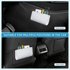 Car Trash Can, Universal Leather Foldable Leakproof Garbage Bins Car Door Organizer Holder (White)