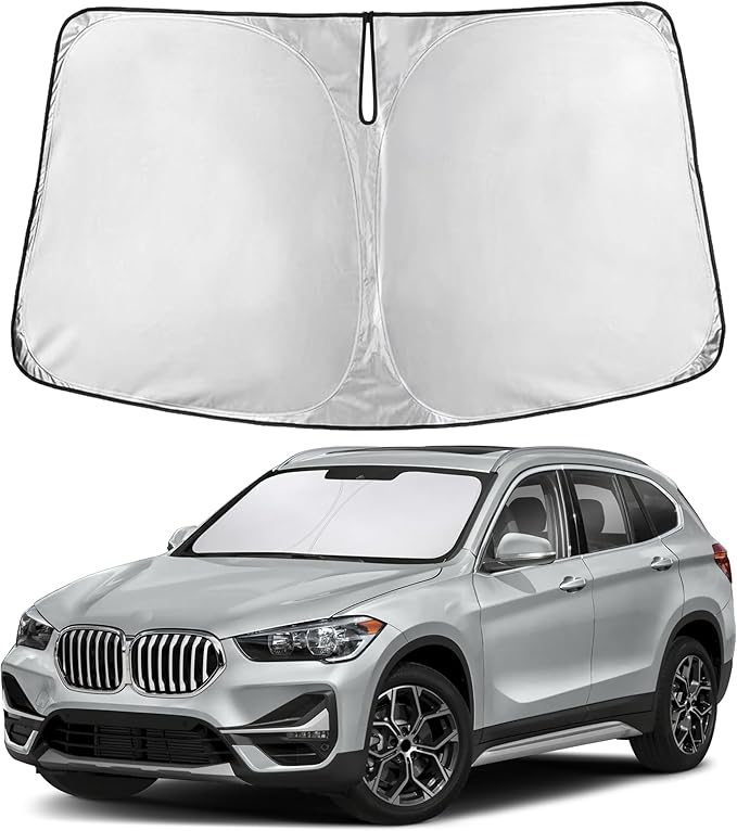 Windshield Sunshade Compatible for BMW X1 2016-2020 2021 2022, Sun Visor for Front Windshield & Window Sun Shade Cover, UV Heat Blocker & Protector, Car Accessories