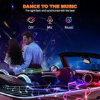 Interior Car LED Strip Lights, Acrylic LED Lights for Car with Dynamic Dreamcolor Chasing, Ambient Lighting Kits Music Sync Wireless APP and RF Remote Control (10 in 1)