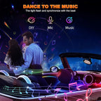 Interior Car LED Strip Lights, Acrylic LED Lights for Car with Dynamic Dreamcolor Chasing, Ambient Lighting Kits Music Sync Wireless APP and RF Remote Control (6 in 1)