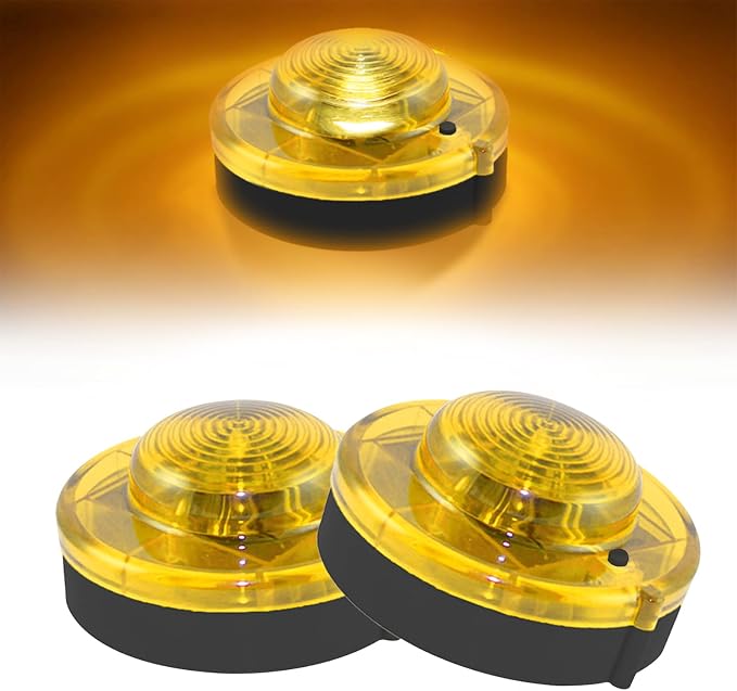 2 Pack LED Emergency Beacons Yellow,Magnetic Base,2 Modes Flash or Steady,For Roadside Emergency Kit or Amish Buggy,RV,Boat,Super Bright Crush Resistant