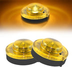 2 Pack LED Emergency Beacons Yellow,Magnetic Base,2 Modes Flash or Steady,For Roadside Emergency Kit or Amish Buggy,RV,Boat,Super Bright Crush Resistant