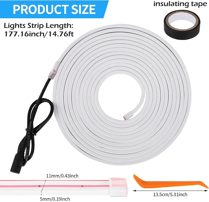 Car LED Strip Lights - Trunk Cargo Ambient Lighting, White 6000K, 177.16 inches Flexible Cuttable LED Light Strip, Easy Install, Waterproof, Universal Fit for Car Trunks, SUVs, and Vans