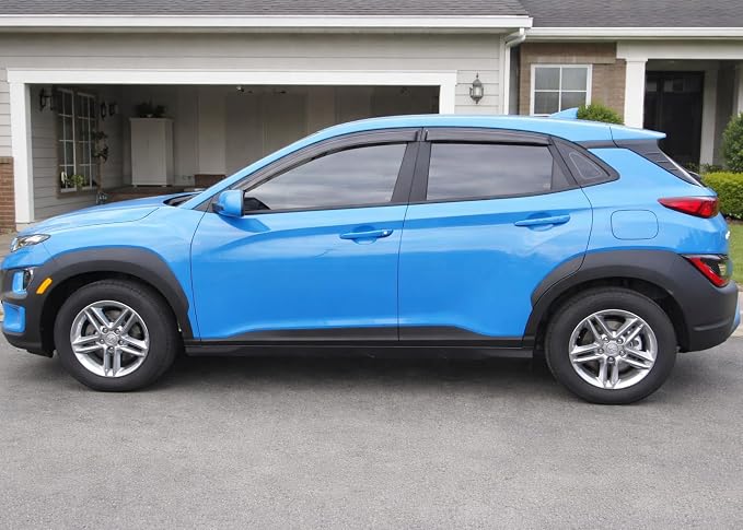 2018-2023 Tape-On Rain Guards for Hyundai Kona Side Window Visor Deflectors Se Sel Plus Night Limited Ultimate Durable Tinted Shade 2019 2020 2021 2022