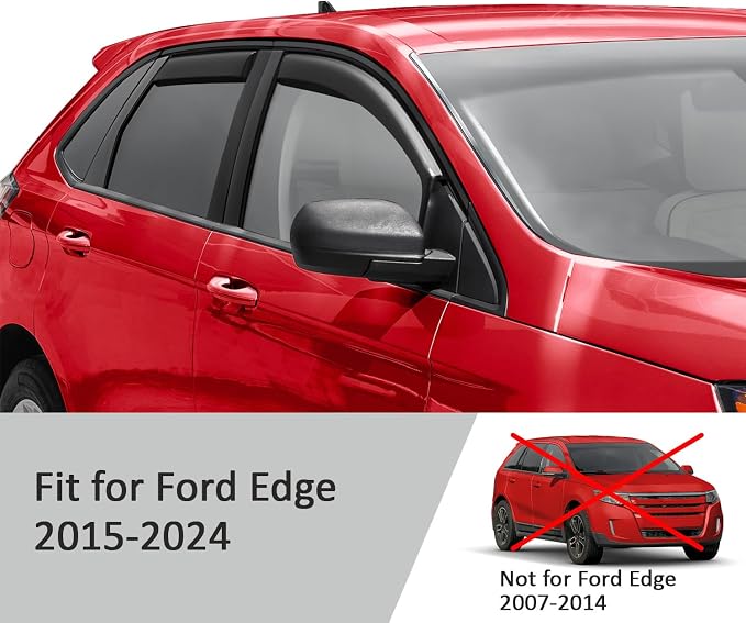 Voron Glass in-Channel Extra Durable Rain Guards for Ford Edge 2015-2024, Window Deflectors, Vent Window Visors, 4 Pieces - 200813