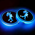 2Pcs Flag Sasquatch LED Car Cup Holder Coasters 7 Colors Lights Up Cups | with USB of Car Accessories for SUV Trucks Sedans, Waterproof Interior Atmosphere Lamp, Savage Gifts for Women Men