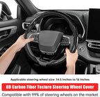 Car Steering Wheel Cover - Integrated Carbon Fiber Pattern Protective Sleeve with Hub Cap Anti-Slip Design - Fits 99% of Models Suitable for 14-16 Inch Sedans, SUVs, and Trucks Interior Accessories