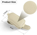 Sunglasses Holder for Car, Leather Magnetic Buckle Sun Visor Sunglass Clip, Ticket Card Storage Glasses Clip, Car Interior Accessories for Men and Women（2PCS Beige）