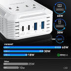200W Car Power Inverter DC 12V to 110V AC Inverter with PD 65W/30W USB C & 2 QC 18W USB Ports & 2 AC Outlets,Car Pluɡ Adapter Outlet for Laptop/Phone/Road Trip