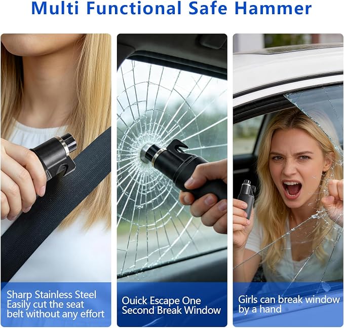 Car Seat Gap Filler Organizer 2Pcs,Car Accessories with Safety Hammer,2 in 1 No Drop Seat Guard with Storage Slot for Phone,Keys,Universal Interior Gap Filler for Cars SUV Truck,Red