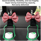 Mandark 2PCS Car Seat Headrest Hooks, Cute Bow Vehicle Hooks for Purses and Bags, Automotive Purse Hook Hanger Interior Decoration Accessories, Universal for SUV, Sedan, Truck (Red/Small)