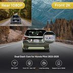 Front 2K+Rear 1080P Dash Cam for 2023-2025 Honda Pilot EX-L Touring Elite Sport Trailsport LX Black Edition, OEM Look, Dual Loop Recording, WiFi & APP, G-Sensor, Easy to Set, 64GB Card