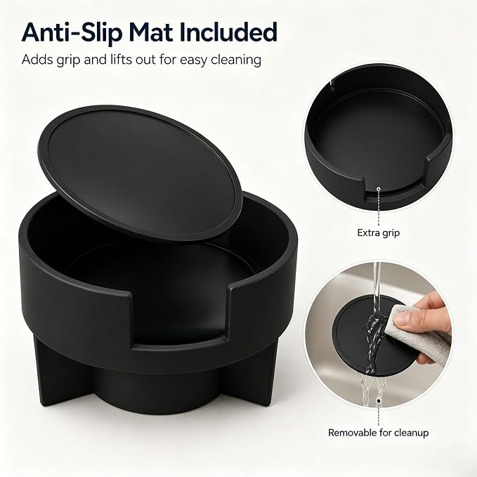 Couch Cup Holder Adapter – Universal Sofa Drink Expander for Large Mugs, Tumblers & Bottles – Spill-Proof Recliner Caddy for Living Room, RV & Boat (Black, Base 70-92MM(2.75-3.62IN))