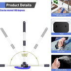 Windshield Cleaning Tool, Car Window Cleaner Windshield Cleaner with 4 Reusable and Washable Microfiber Pads and Extendable Handle Auto Inside Glass Wiper Kit (Dark Blue)