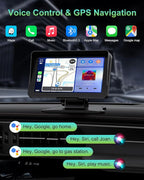 Apple Carplay Screen for Car, 7" HD Portable Wireless Apple Carplay & Android Auto Touchscreen, with 1080P Backup Camera, Car Play Screen Tablet, GPS Navigation/Mirror Link/Bluetooth/FM/Voice Control