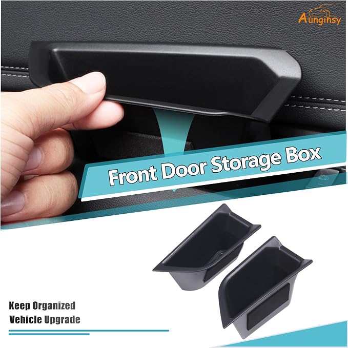 Front Door Side Storage Box Compatible with Audi Q4 E-Tron 2022 2023 2024 2025, ABS Car Front Door Side Armrest Grab Handle Groove Storage Organizer Tray Pocket Slot Mat Insert Accessories