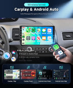 DSP Car Stereo Radio for Honda Civic 2006-2011 with Wireless Carplay Android Auto MirrorLink 10.1 inch HD Touch Screen Built-in GPS 26UIs 5.0Bluetooth Car Radio 5G WiFi AHD Backup Camera Mic
