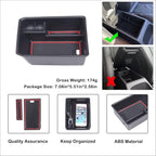 Armrest Storage Box Compatible with Audi Q4 E-Tron 2022 2023 2024 2025, Car Center Console Organizer Tray Armrest Box Insert Coin Container ABS Interior Accessories, Without Door Lock