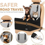 Dog Car Seat for Small/Medium Dogs Up to 35 lbs – Patented Safety System, 5" Memory Foam Pet Booster Car Seat, Fully Detachable and Washable Dog Carseat with 2 Storage Pockets (Black & Grey)