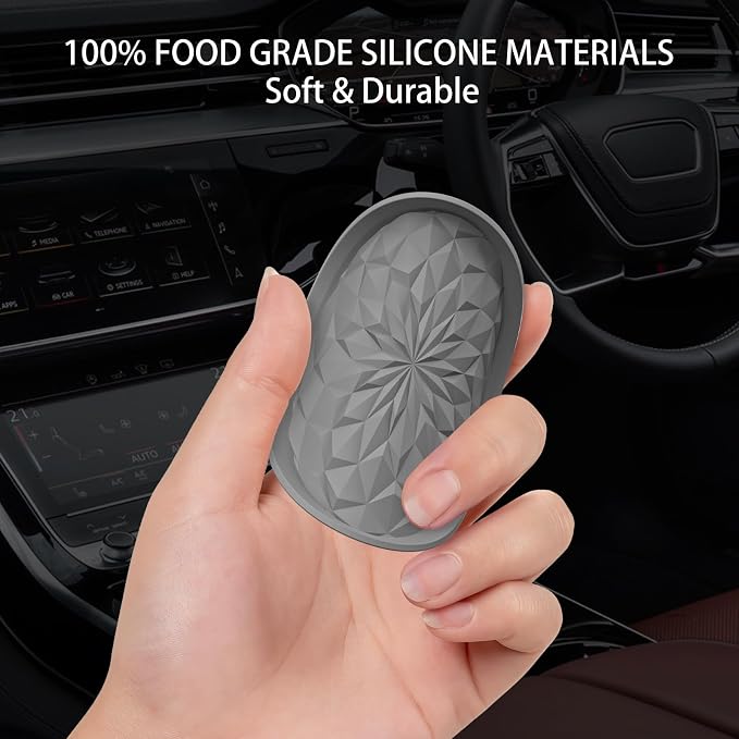 ME.FAN Car Coasters for Cup Holders [4 Pack] - 2.75In Silicone Auto Mug Mats - Universal Non-Slip Recessed Car Interior AccessoriesDeep Grey
