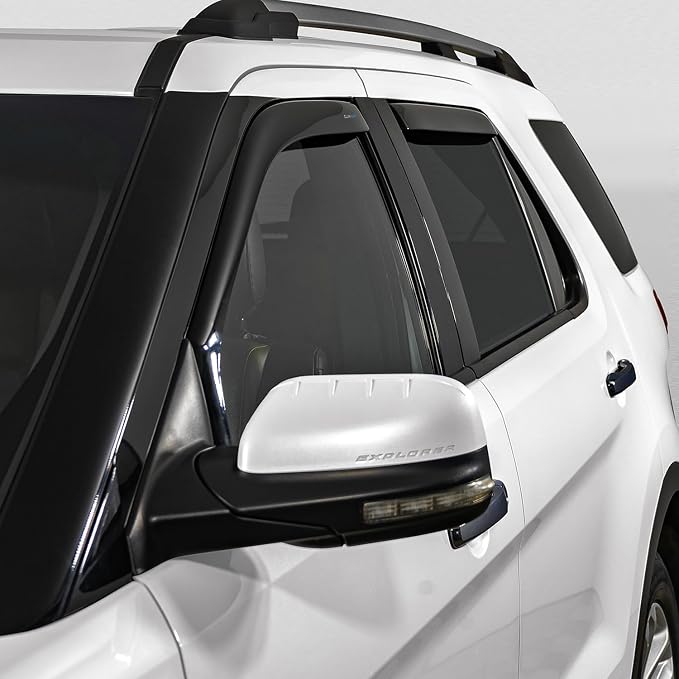 in-Channel Incredibly Durable Rain Guards for Ford Explorer 2011-2019, Original Window Deflectors, Vent Deflector, Vent Window Visors, Dark Smoke Car Accessories, 4pcs -611150